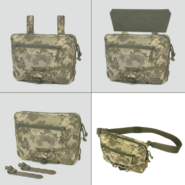 Cумка-напашник зі з'ємним ременем Dozen Front Pouch For Ballistic Protection - Universal (Strap) "Pixel MM14" DFPUS14 фото