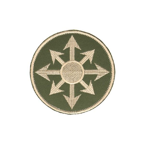 Нашивка на липучці Dozen Velcro Round Patch "Chaos Star &mdash; Olive" (8 * 8 см) 2914950061715 фото